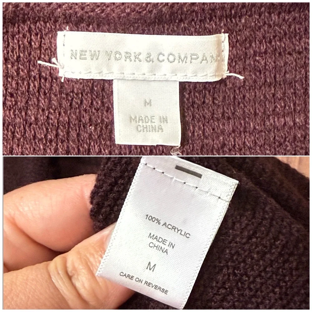 New York & Company Deep Burgundy Boatneck Poncho Sweater - Picture 11 of 12